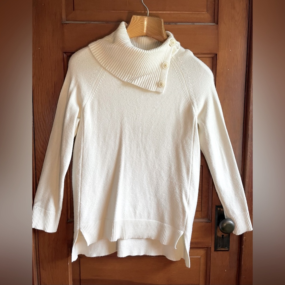 Anthropologie White Cowl Sweater